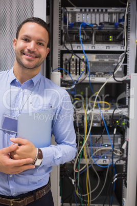 Man standing in front of servers