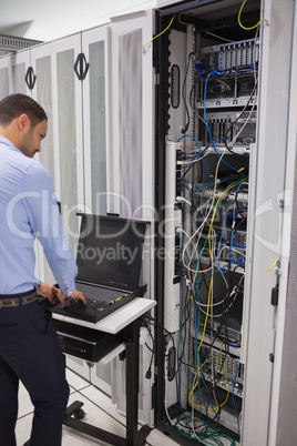 Man repairing servers
