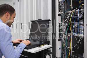 Man working with servers