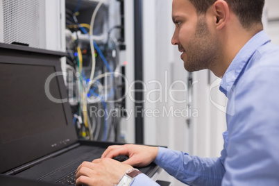 Man repairing servers