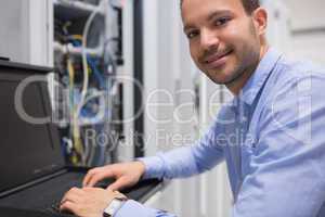 Man searching through servers