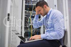 Technician becoming stressed over servers