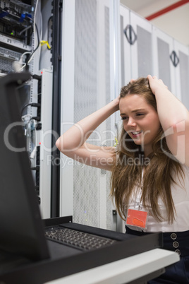 Woman stressing over the servers
