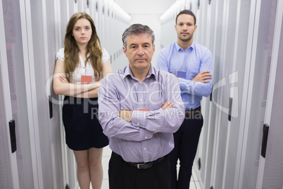Three people in data center