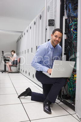 Two people doing data storage