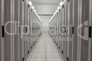 Empty row of servers