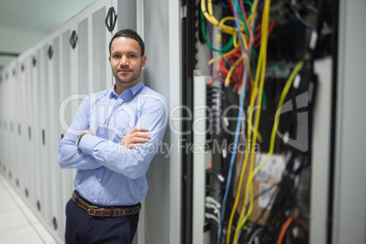 Man leaning against server locker