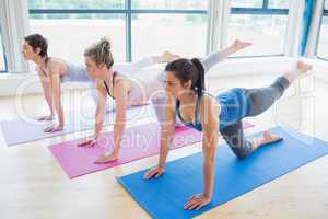 Women on mats at yoga class