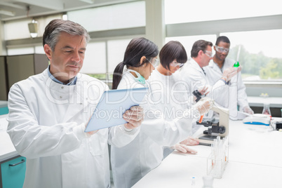 Chemist using tablet pc