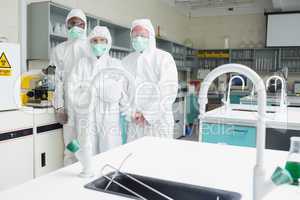 Three laboratory technicians