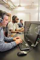 Man working in computer class