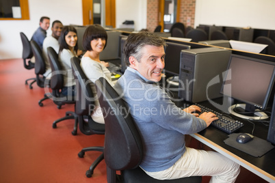 Computer class smiling