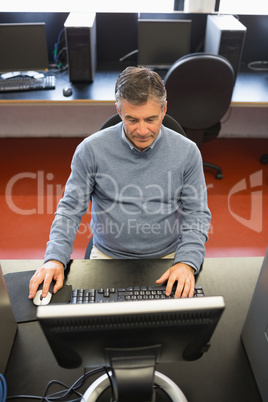 Mature student using computer