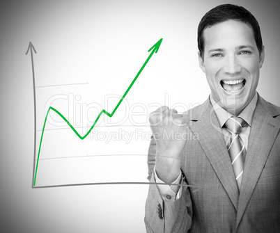 Man happy with graph