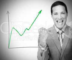 Man happy with graph