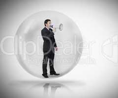 Business man standing in a bubble