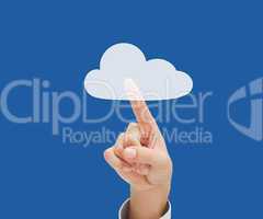 Finger pointing to a cloud graphic