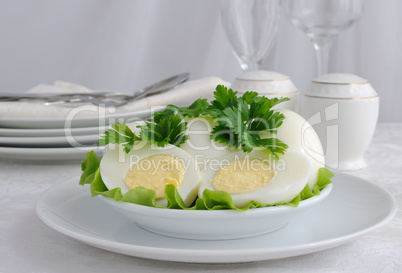 Boiled eggs in a cut