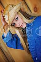 Blond Model with Cowboy Hat