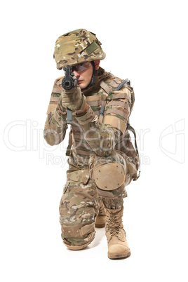 Modern soldier with rifle