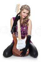 Lovely girl with electric guitar