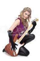 Lovely girl with electric guitar