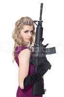 Beautiful woman with rifle