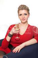 Woman with champagne glass