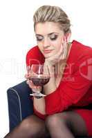 Woman in Red with wine glass