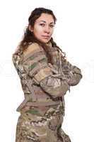Beautiful army girl with rifle