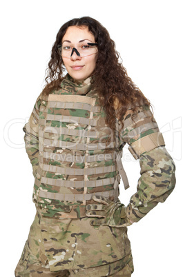 Beautiful army girl with rifle