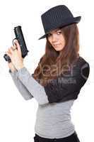 Attractive woman holding a gun