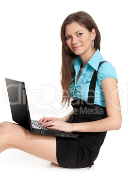 Woman student sitting with laptop