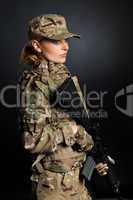 Army girl with rifle