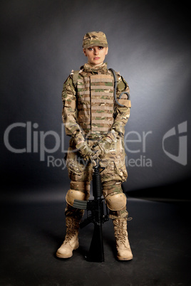 Army girl with rifle