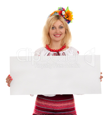 Woman wears Ukrainian national dress