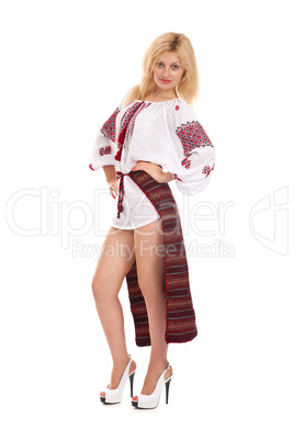 Woman wears Ukrainian national dress