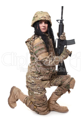 Beautiful army girl with rifle