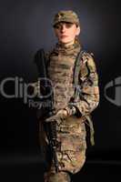 Beautiful army girl with rifle