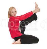Practicing Yoga. Young businesswoman