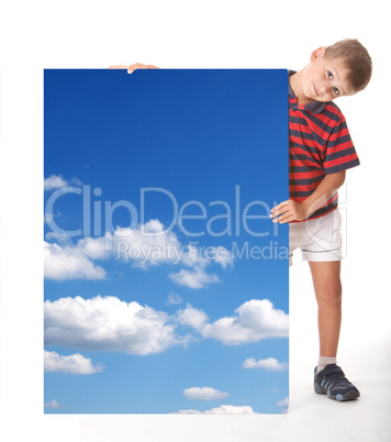 Boy holding a banner