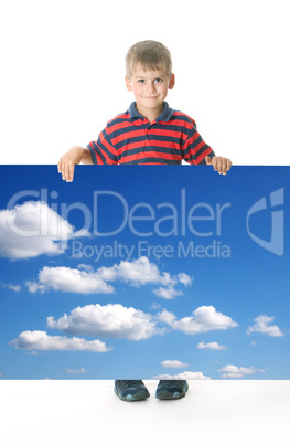 Boy holding a banner