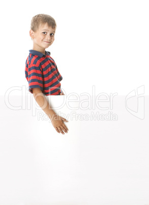 Boy holding a banner