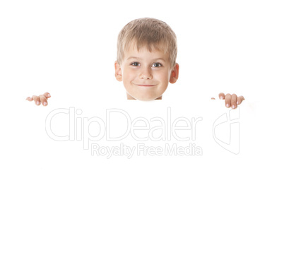 Boy holding a banner