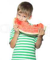 Boy holding a watermelon