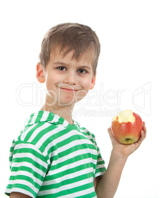 Boy holding an apple