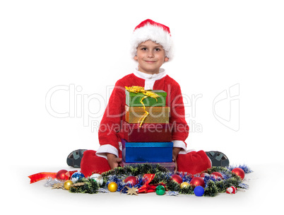 Boy holding a gift