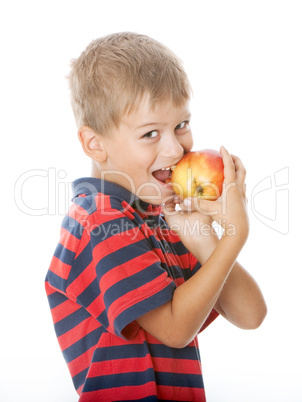 Boy holding an apple