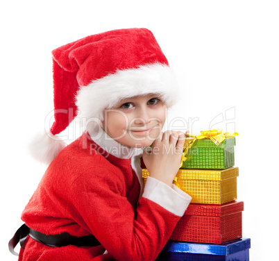 Boy holding a christmas gift