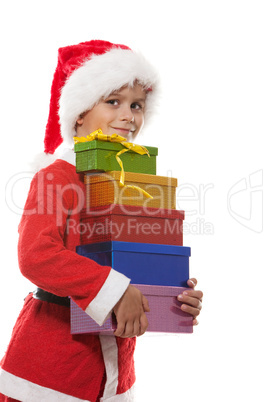 Boy holding a christmas gift